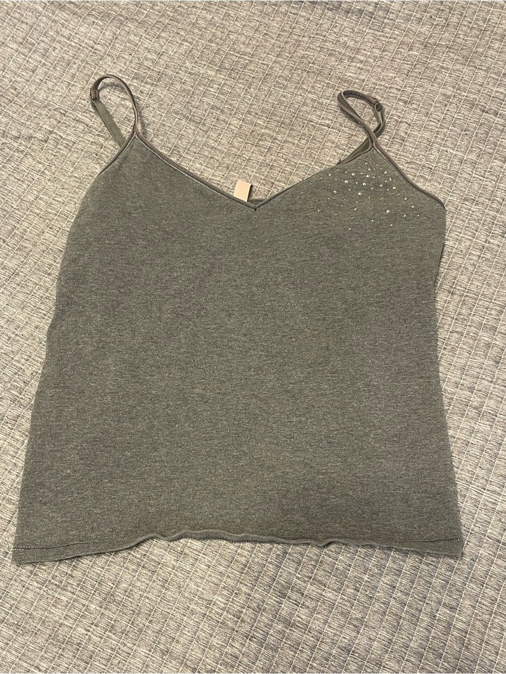 Y2k Victoria's Secret Gray Rhinestone-Accent Camisole with bra built in